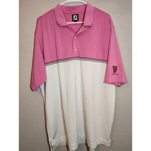 Footjoy FJ Men's Golf Shirt Size XL Performance Short Sleeve Pink/White